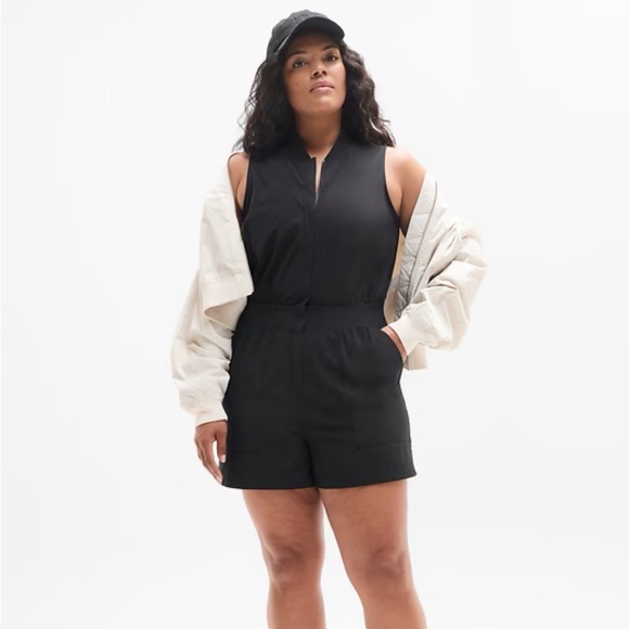 Athleta Women's Black Brooklyn Utility Romper Romper Size 16 - Picture 10 of 10